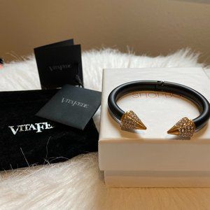 Vita Fede Titan Two Tone Crystal Bracelet - Matte Black/RG+Clear, Small